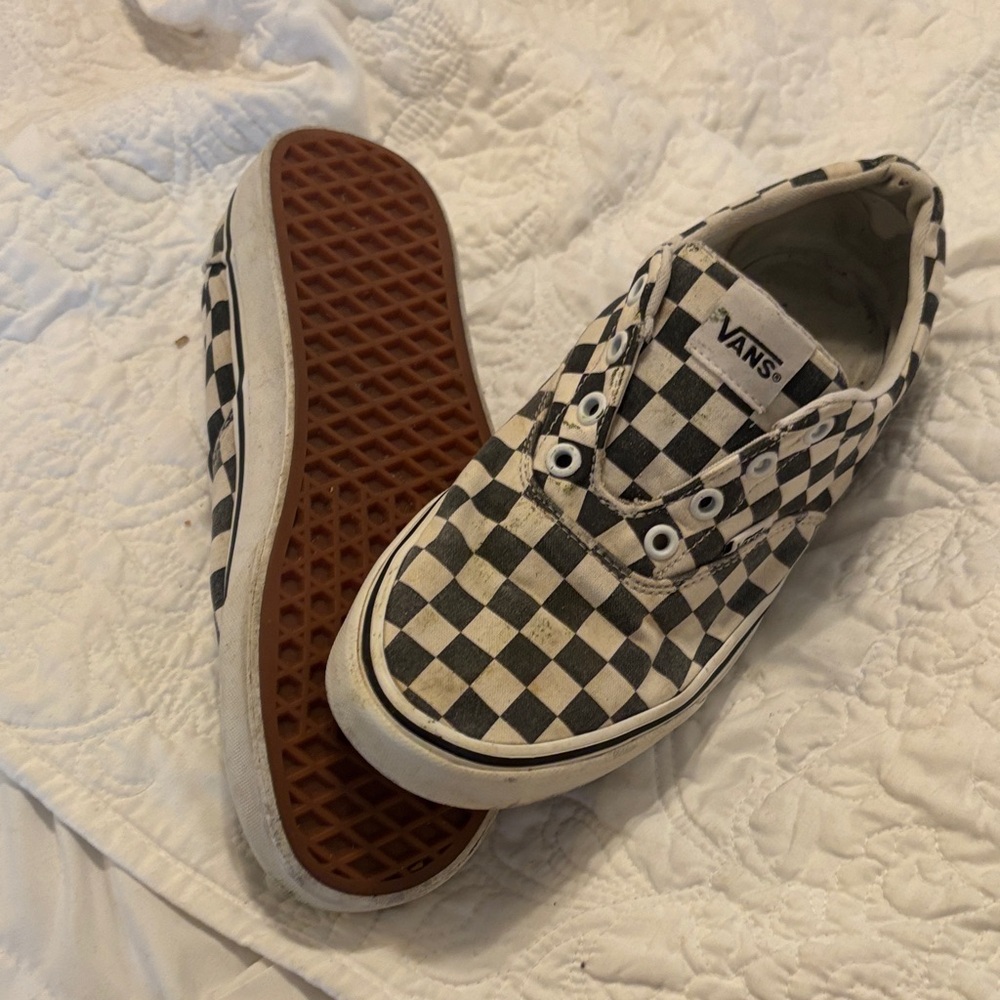 Vans women’s Black and White Checkered Sneakers - Picture 3 of 3